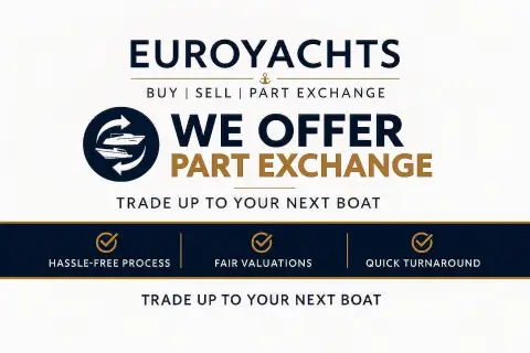 Aquastar 48 S: broker advertisement graphic about part exchange, not a photo of the boat