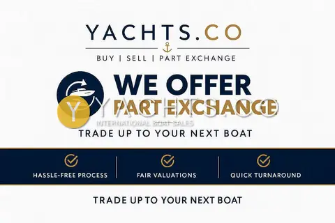Bavaria S36: broker advertisement graphic about part exchange, not a photo of the boat