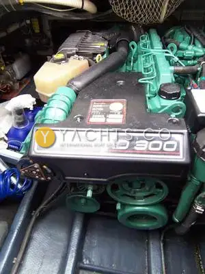 Cranchi 37 Smeraldo: engine bay showing one of the twin Volvo Penta KAD 300 diesels