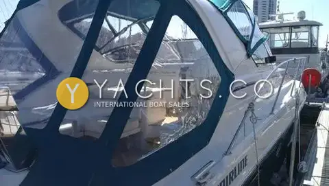 Fairline Targa 38: green cockpit canopy with clear panels, cockpit seating visible through the screens
