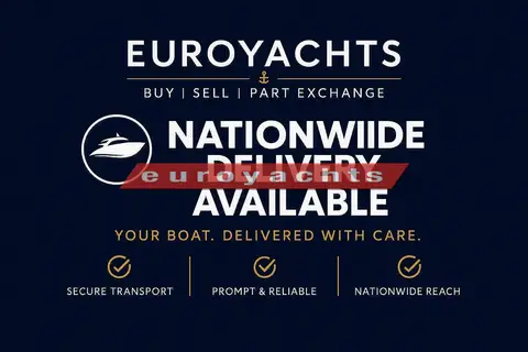 Jeanneau Merry Fisher 695: broker advertisement graphic for nationwide delivery, not a photo of the boat