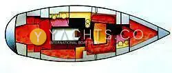 Moody 38CC Yacht For Sale: duplicate accommodation layout plan viewed from above