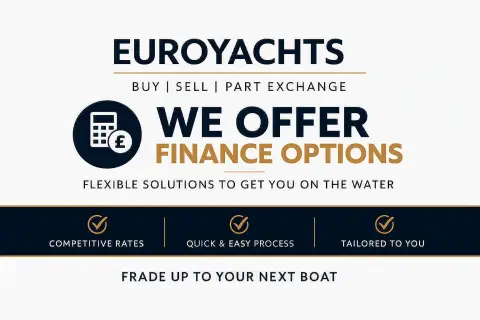 Sealine International F43: broker advertisement graphic about finance options, not showing the boat