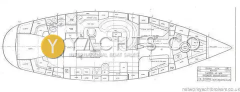 Taswell 49CC: interior layout plan from the builder showing cabins, heads, galley and saloon